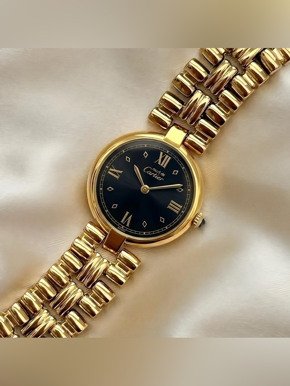 AUTHENTIC VINTAGE CARTIER GOLD WATCH - WITH BOX - Picture 5 of 7